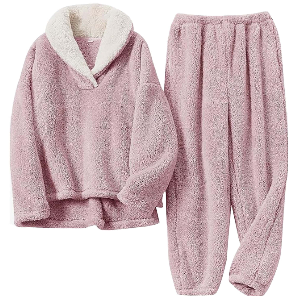 REDESS Womens Pajama Sets Soft Winter Fleece Cute Lounge Wear for Woman Pull On Jacket Jogger Pants Gray