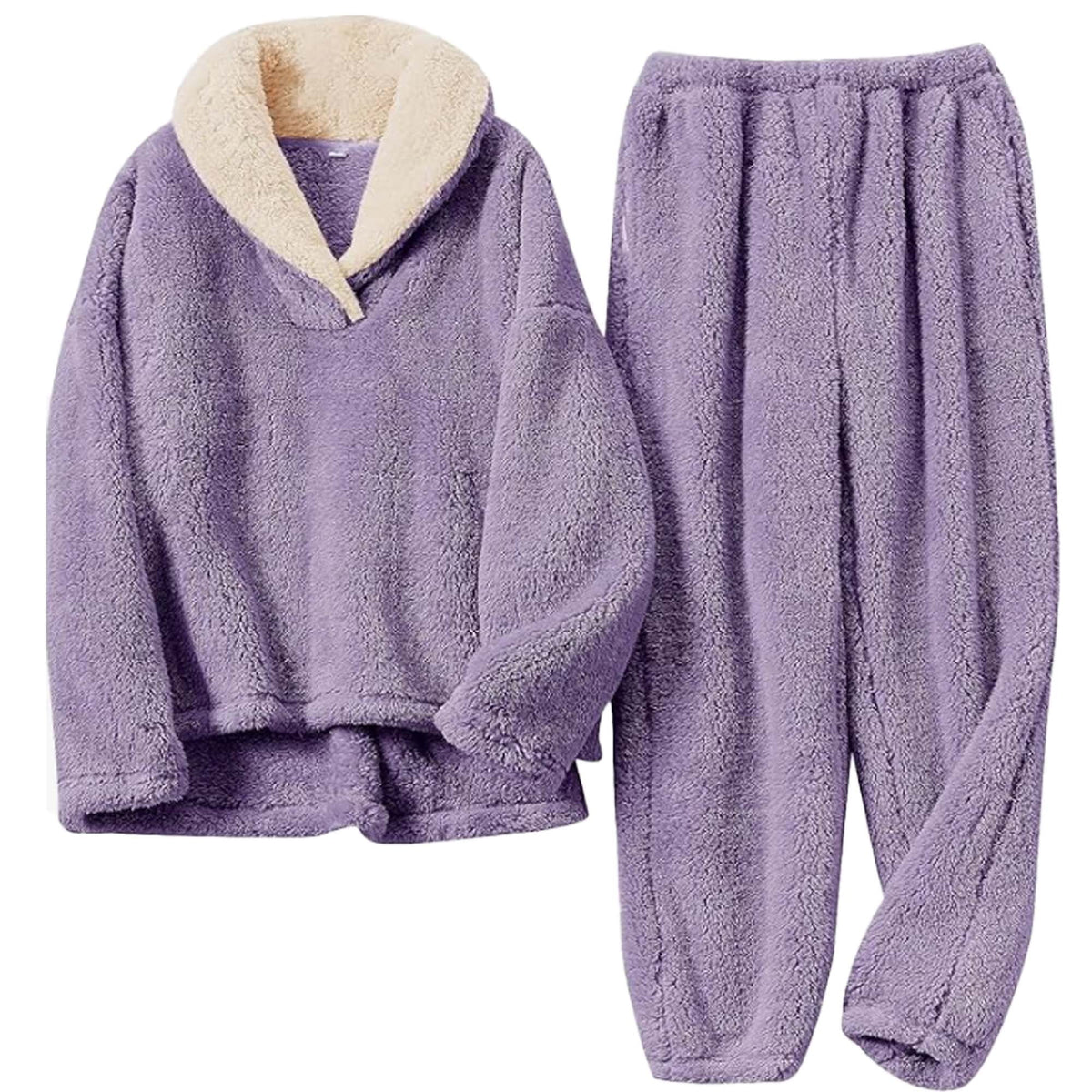 REDESS Womens Pajama Sets Soft Winter Fleece Cute Lounge Wear for Woman Pull On Jacket Jogger Pants Gray