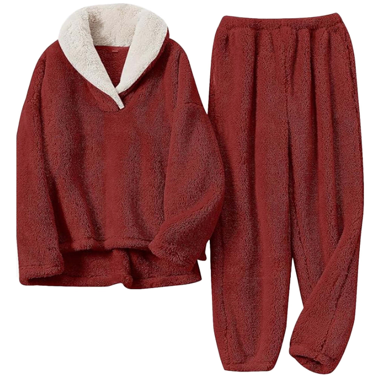 REDESS Womens Pajama Sets Soft Winter Fleece Cute Lounge Wear for Woman Pull On Jacket Jogger Pants Gray