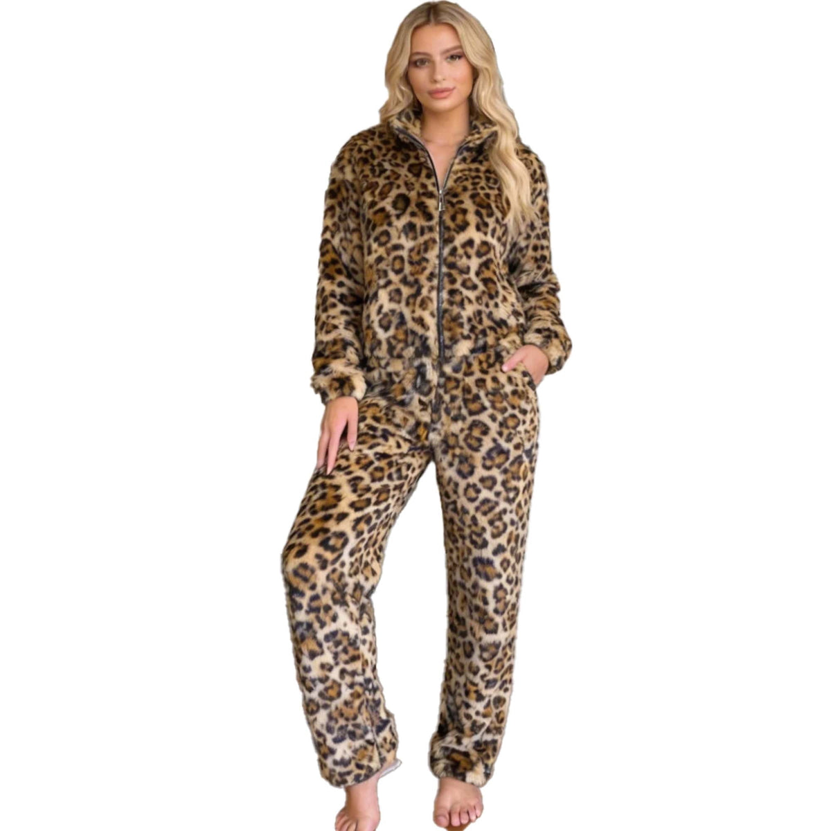 REDESS Womens Sweatsuits 2 Piece Fuzzy Lounge Set, Winter Thick Zip Up Jacket & Wide Leg Pants