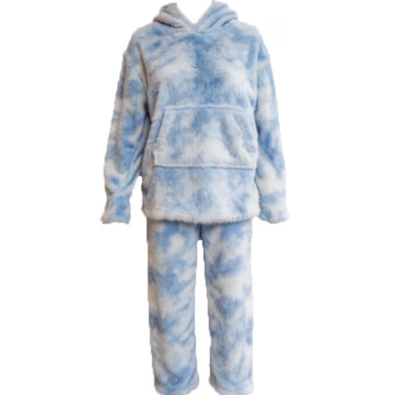 REDESS Women' s Fluffy Pajamas Set Fleece Pullover Pants Loose Plush Sleepwear 2 Piece Pjs Set Warm Loungewear Fuzzy