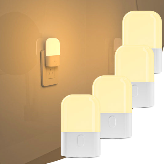 REDESS Plug-in LED Night Light, Auto Dusk to Dawn Sensor,Adjustable Brightness and Color for Bathroom ,Hallway,Bedroom, Kids Room, Kitchen, Stairway, Pack of 4