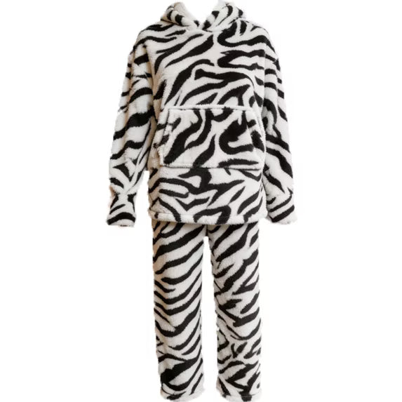 REDESS Women' s Fluffy Pajamas Set Fleece Pullover Pants Loose Plush Sleepwear 2 Piece Pjs Set Warm Loungewear Fuzzy