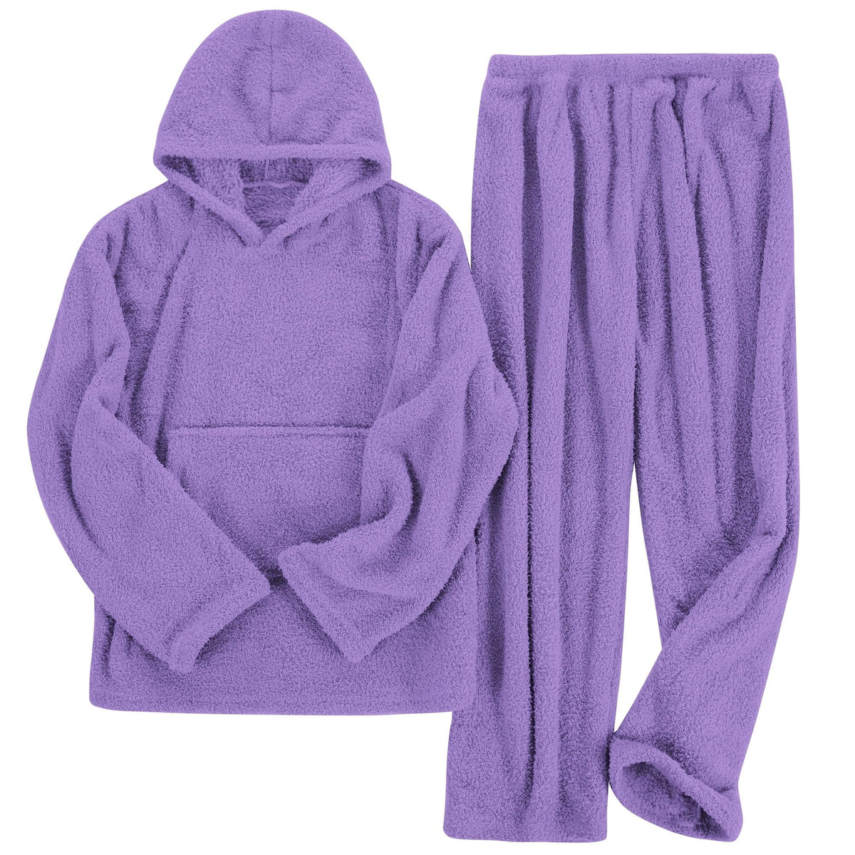 REDESS Women' s Fluffy Pajamas Set Fleece Pullover Pants Loose Plush Sleepwear 2 Piece Pjs Set Warm Loungewear Fuzzy