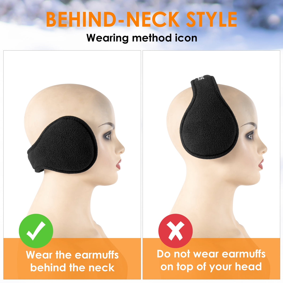 REDESS Ear Warmers for Men and Women Polar Fleece Kint Foldable Winter EarMuffs-2 pack