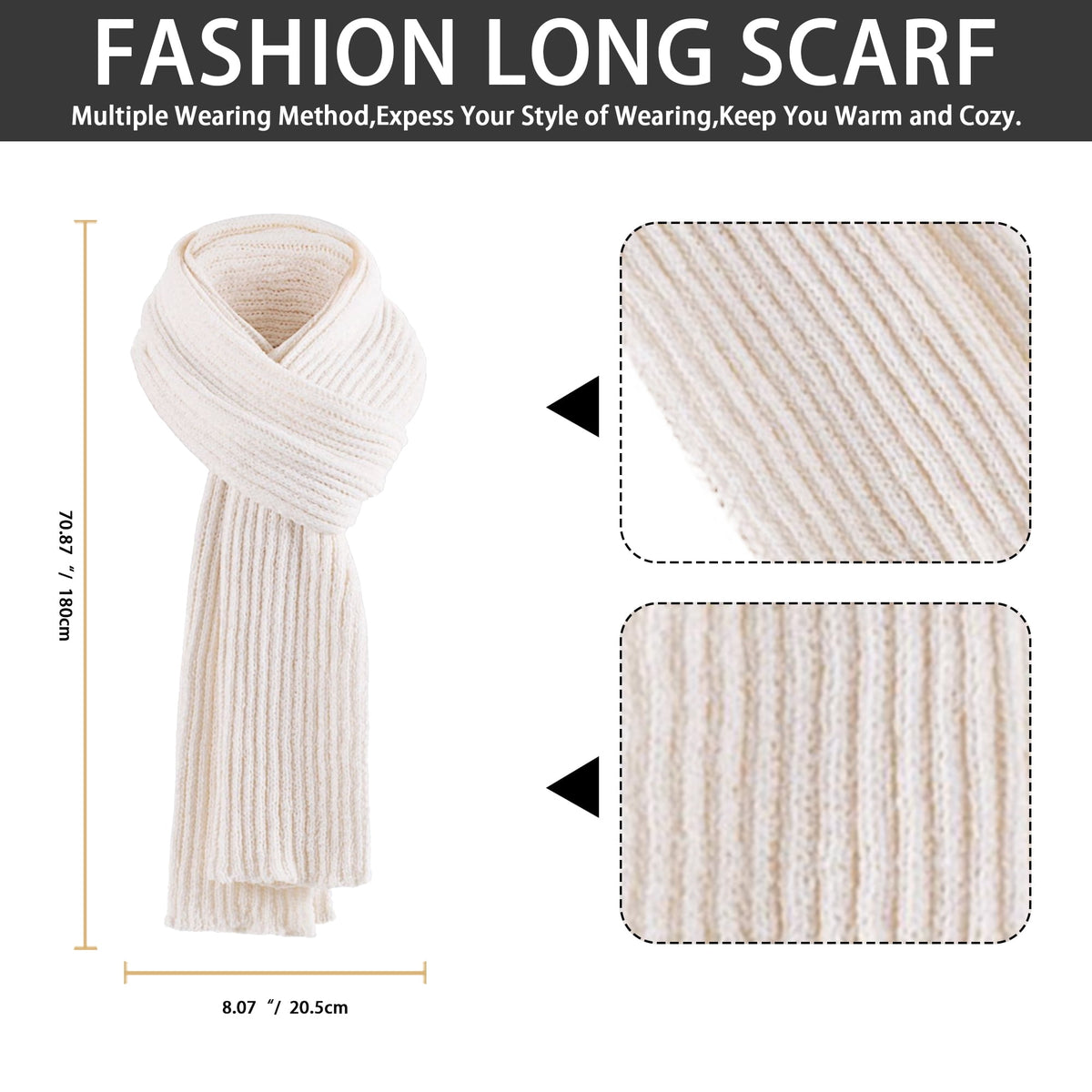 REDESS Winter Women's Beanie Hat Scarf Gloves Set-White