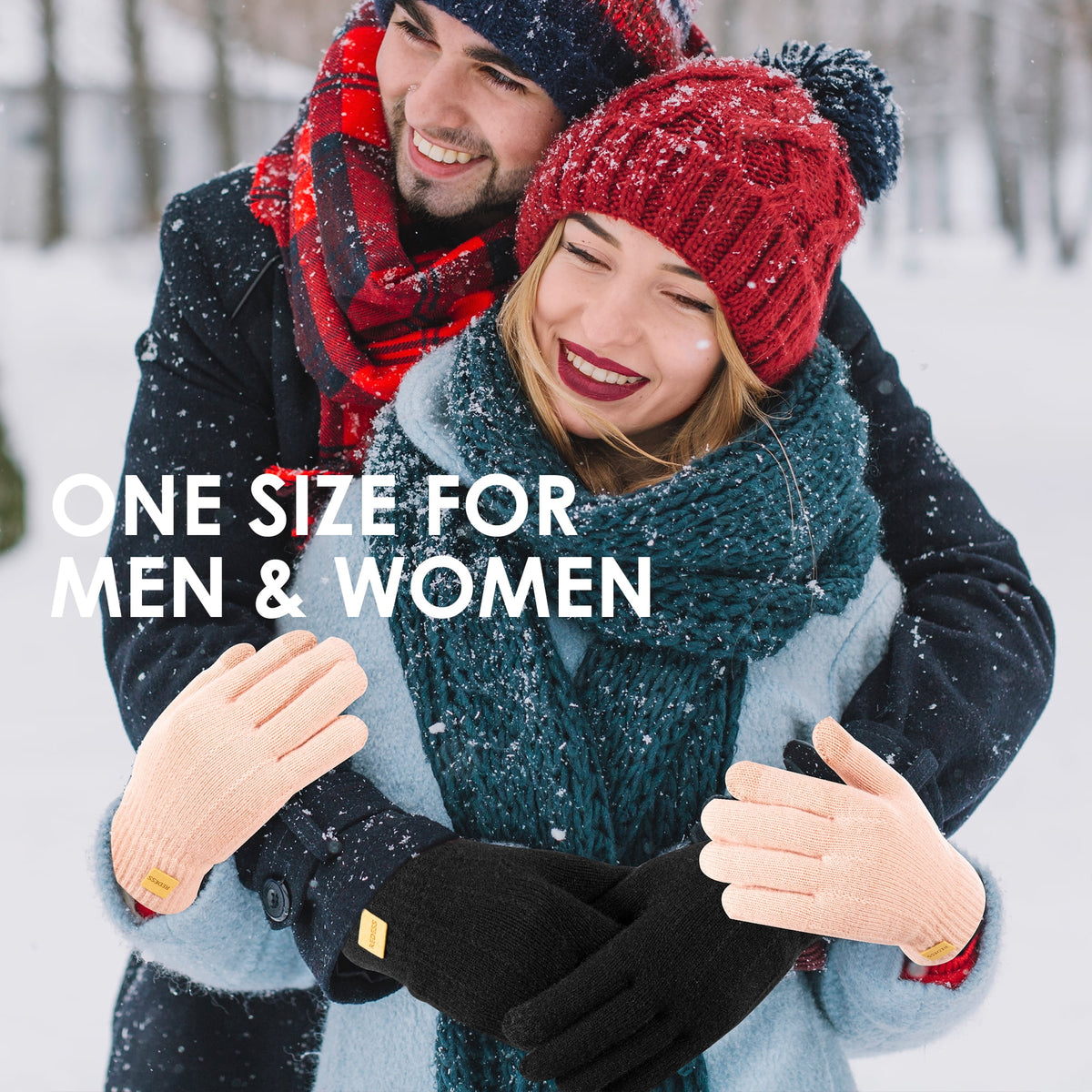 REDESS Mens Womens Winter Gloves Touchscreen Winter Warm Knit Gloves,Black