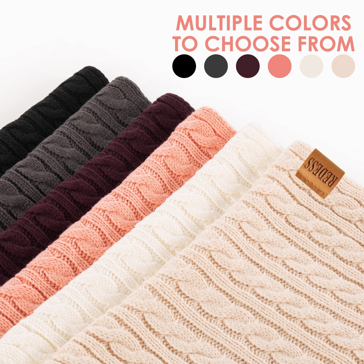 REDESS Winter Scarf for Women Knit Solid Color Pattern Infinity Circle Loop Scarves for Adult Unisex Cold Weather
