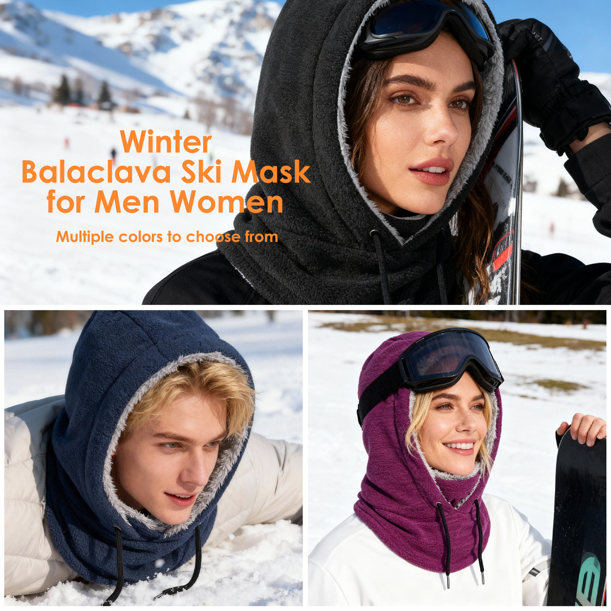 REDESS Unisex Balaclava Face Mask,Winter Polar Fleece Hood Ski Mask for Men Women,Black