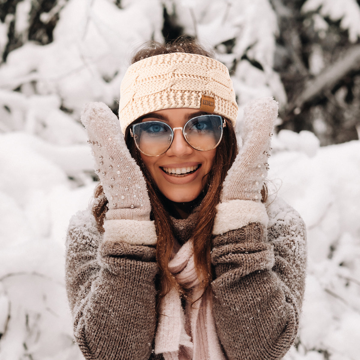 REDESS Winter Ear Warmer Headband for Women,Knit Thick Fleece Lined Cold Weather Warm Ear Muffs Headband