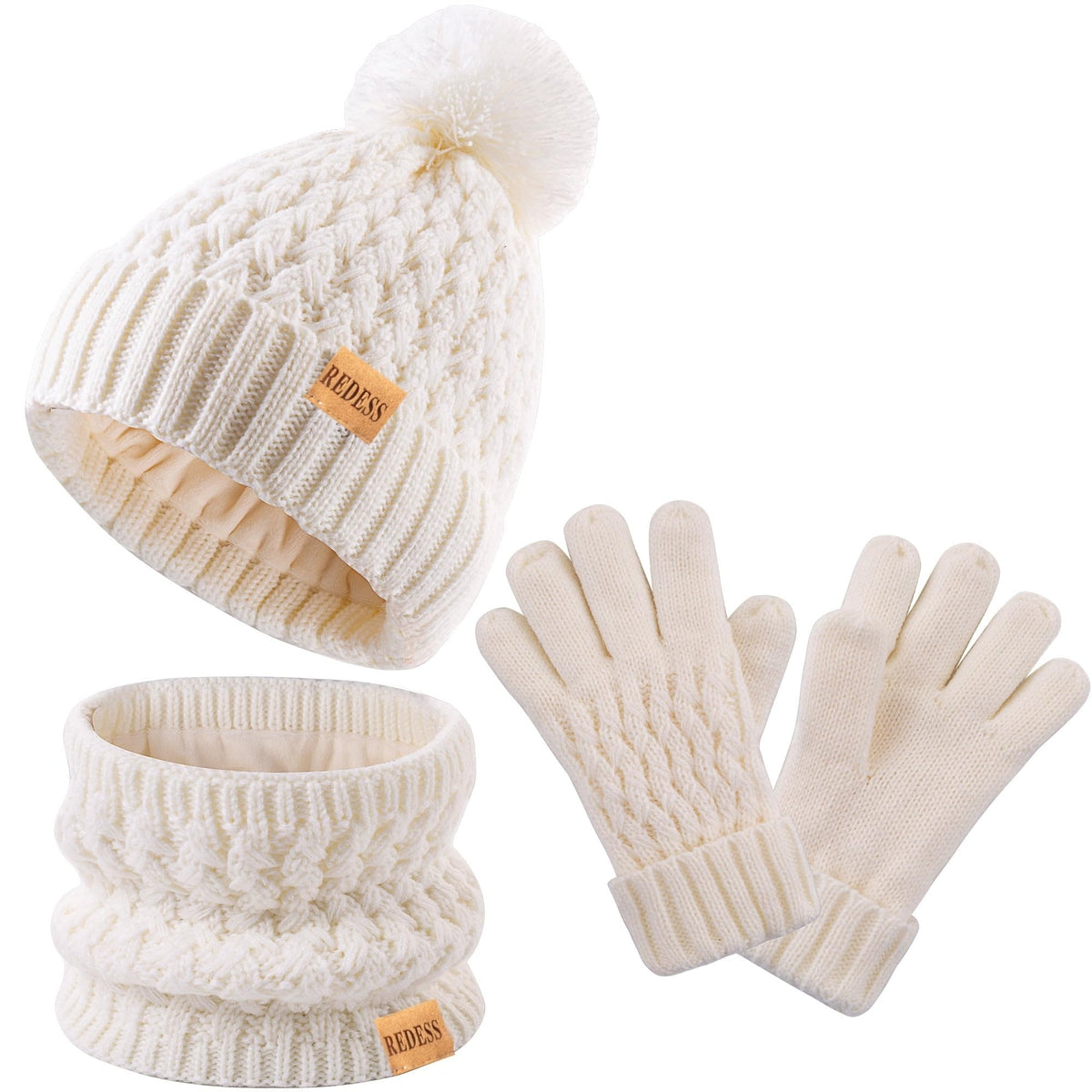REDESS Unisex Kids Winter Beanie Hat, Gloves and Scarf Set, Acrylic, Multicolor, 3-9 Years