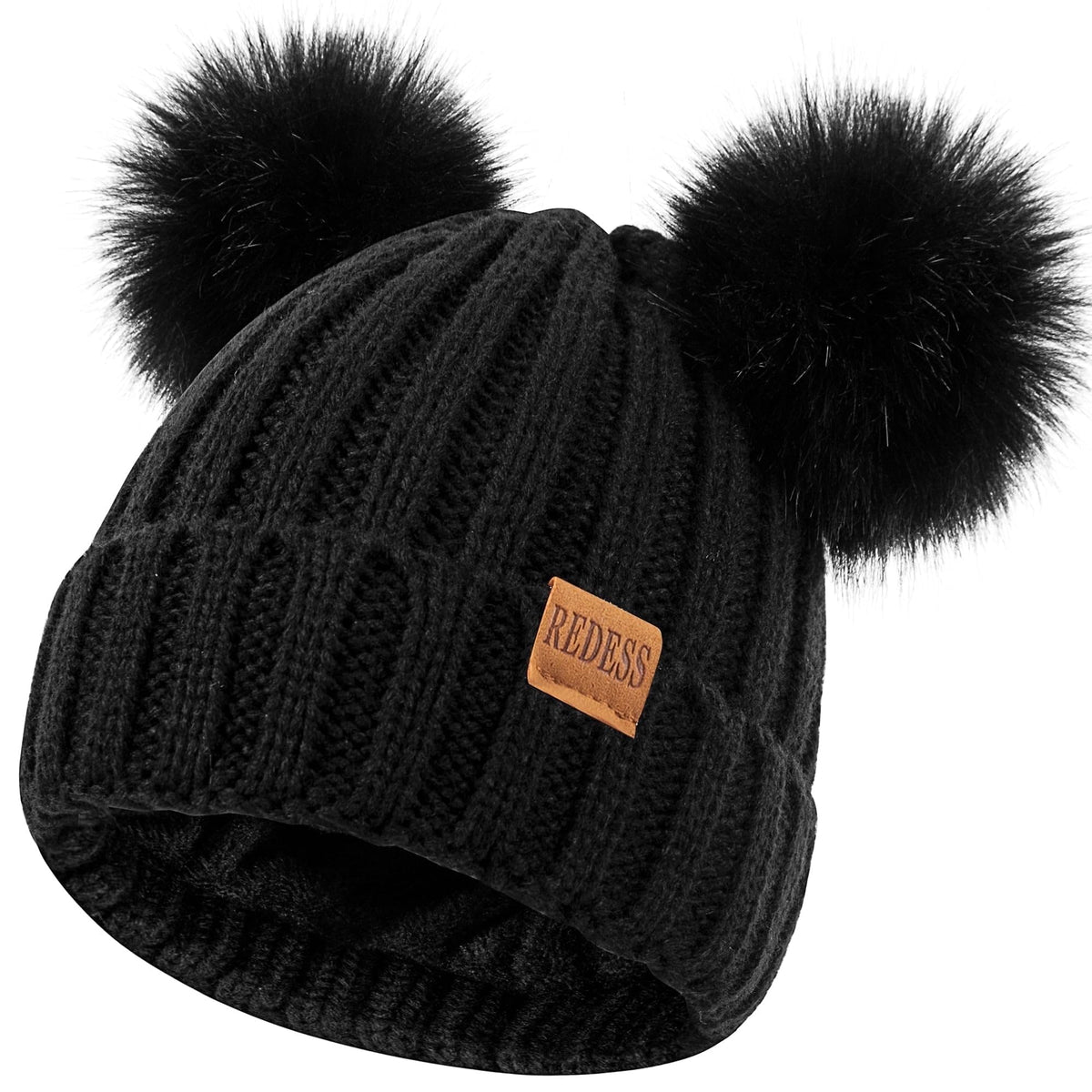 REDESS Winter Beanie Hats for Kids with Warm Fleece Lined, Children's Knit Hat for Boys Girls 5-9 Years Old