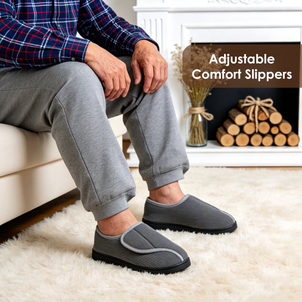 REDESS Mens Closed Toe Closed Heel Slipper, Winter Warm Fleece Lined Indoor Outdoor House Shoes