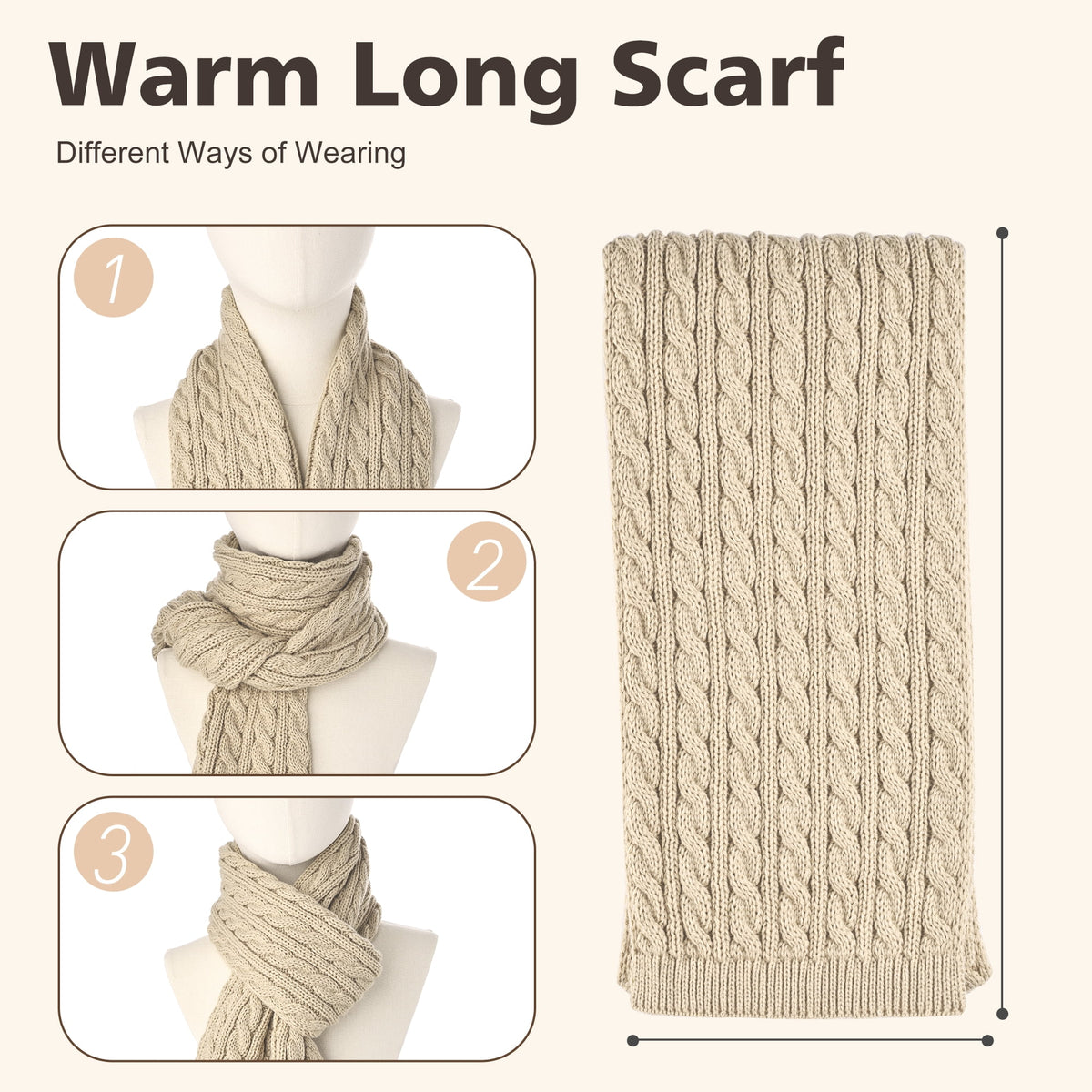 REDESS Women's Hat and gloves Scarf Winter Set,Beanie Hat Touch Screen Gloves Long Scarf Sets for Women