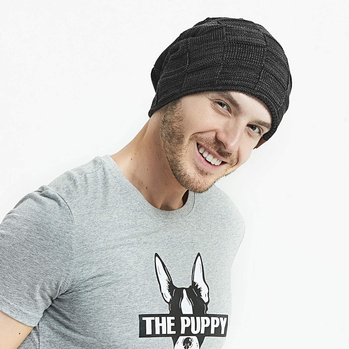 REDESS Beanie Hat for Men and Women Winter Warm Hats Knit Slouchy Thick Skull Cap with Face Cover-Black