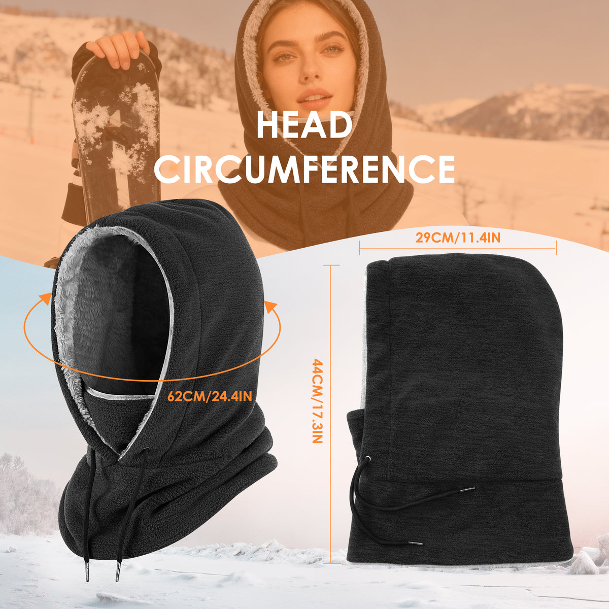 REDESS Unisex Balaclava Face Mask,Winter Polar Fleece Hood Ski Mask for Men Women,Black