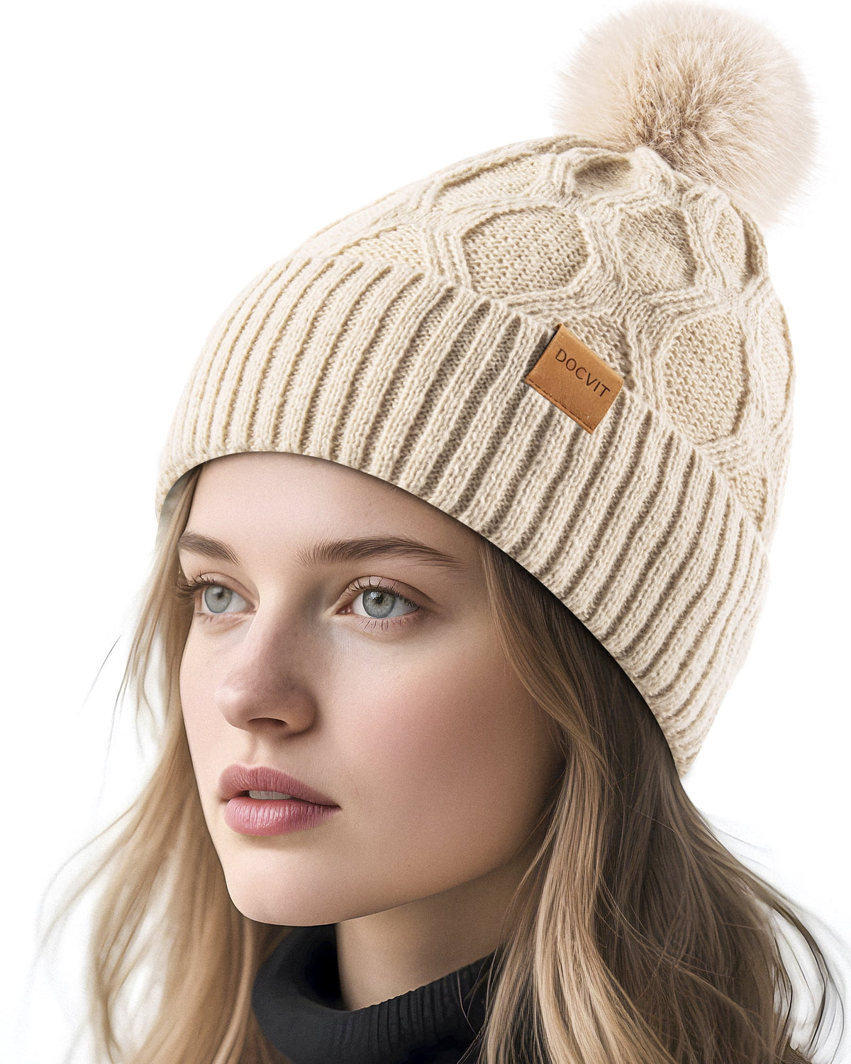 REDESS Womens Winter Beanie Hat with Warm Fleece Lined Black