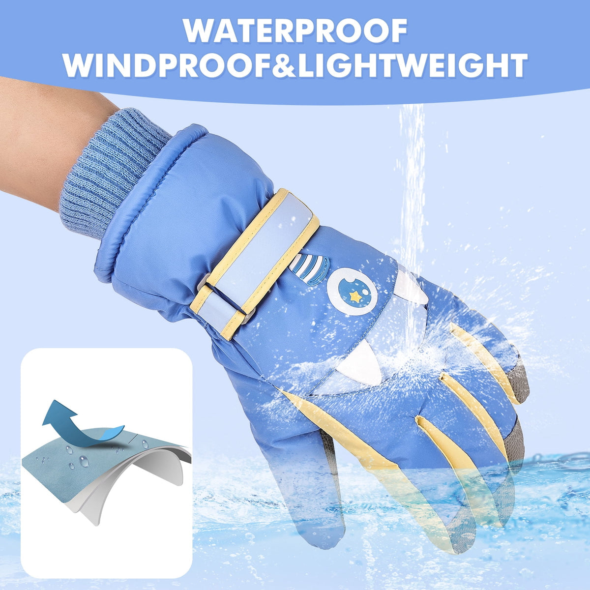 REDESS Kids Winter Waterproof Gloves for Ski Snow Snowboard for Toddler Boys and Girls