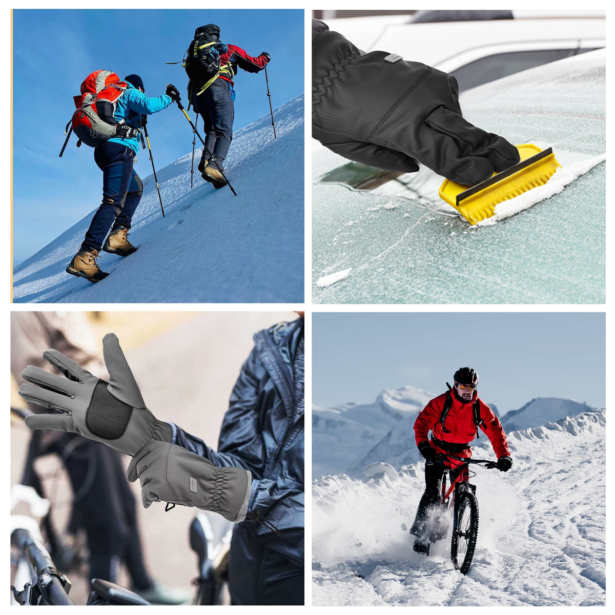 REDESS Unisex Winter Waterproof Black Gloves for Men and Women for Ski Driving Running Cycling Cold Weather
