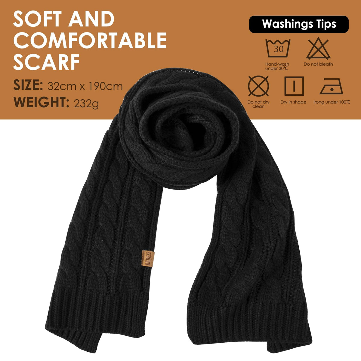 REDESS Winter Beanie Hat Scarf Gloves Set for Women, Fleece Lined Winter Hat with Pom Pom, Long Knit Scarf Touchscreen Gloves for Cold Weather