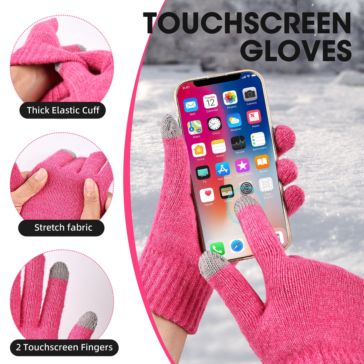 REDESS Winter Beanie Hat and Gloves Scarf Set for Men and Women£¬Black