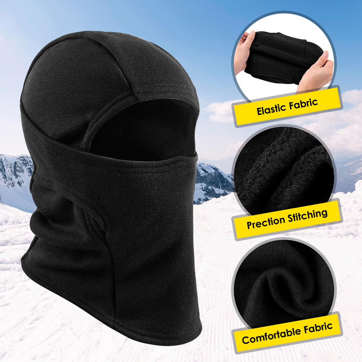 REDESS Balaclava Face Mask for Kid Warm Fleece Windproof Ski Mask for Boy and Girl,Black 2 Pack