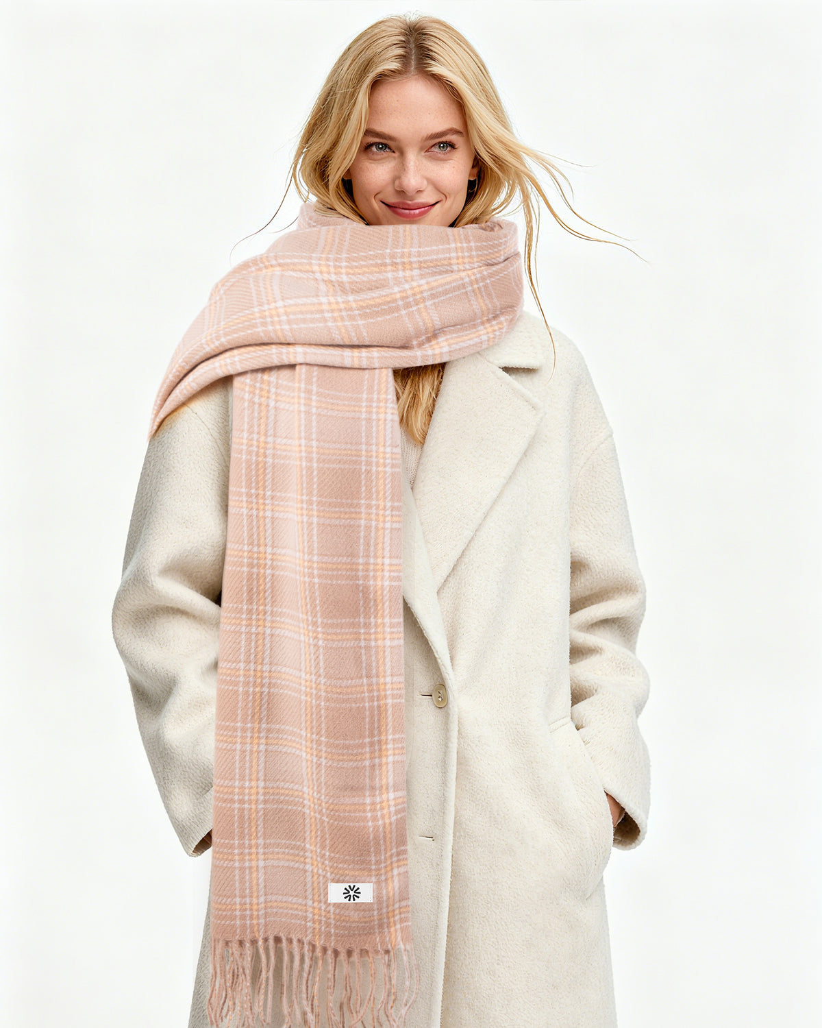 REDESS Winter Scarves for Men and Women Soft Plaid Pattern Cozy Warm Tassel Shawl Wrap, Plaid Gray