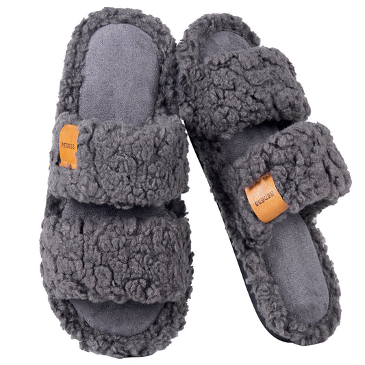 REDESS Slippers for Women Fuzzy Open Toe Womens Slippers Memory Foam House Slippers