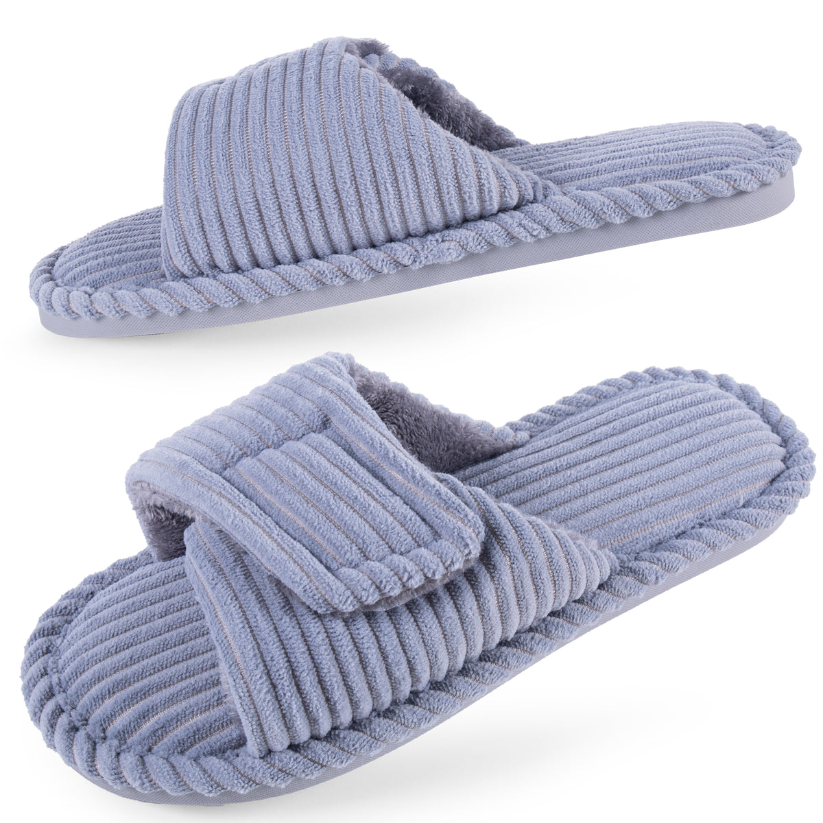 REDESS Slippers for Women Hook-and-Loop Womens Slippers Memory Foam Stripe House Slippers