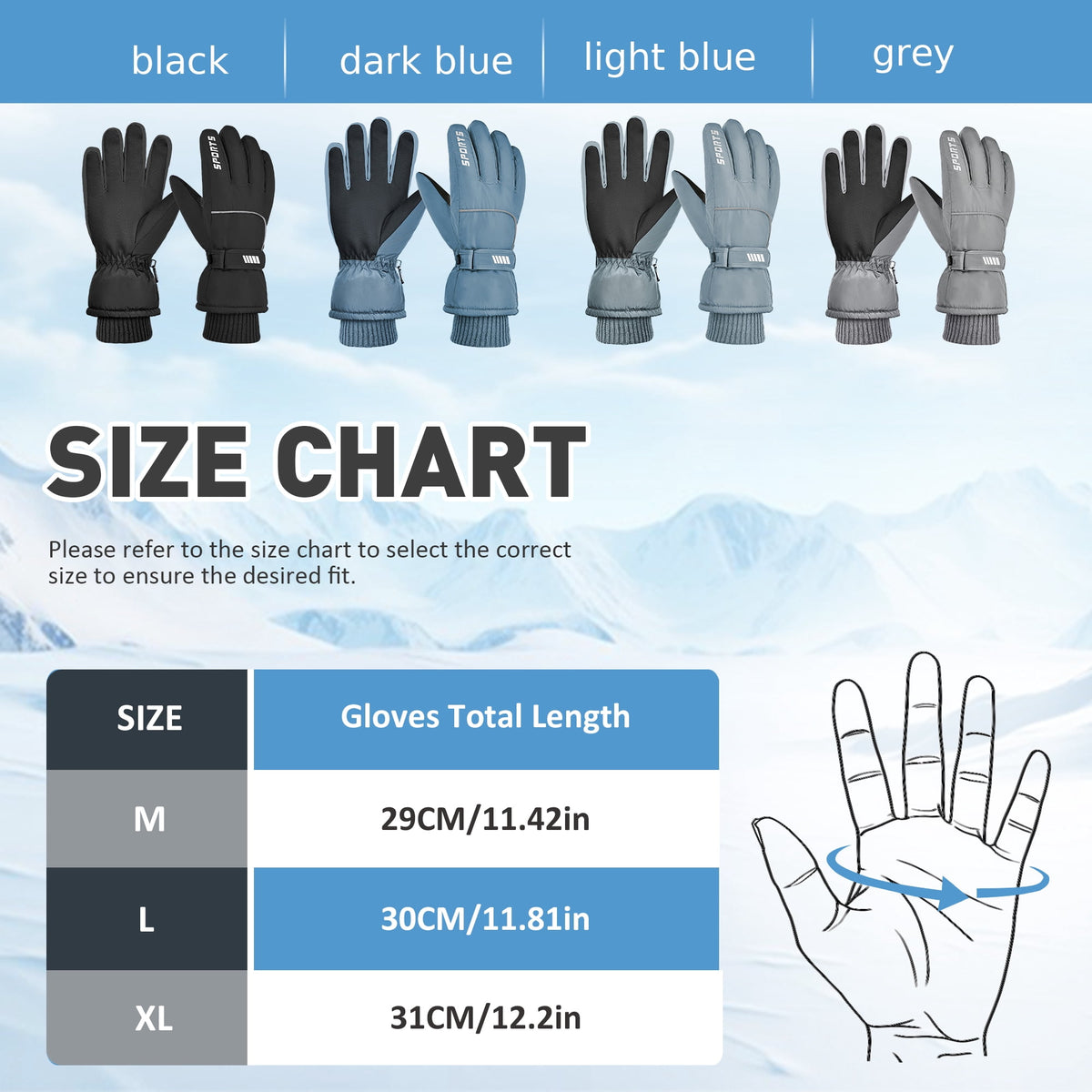 REDESS Men's Winter Gloves with Waterproof Touchscreen for Outdoor Sprots Ski Snowboard ,Black