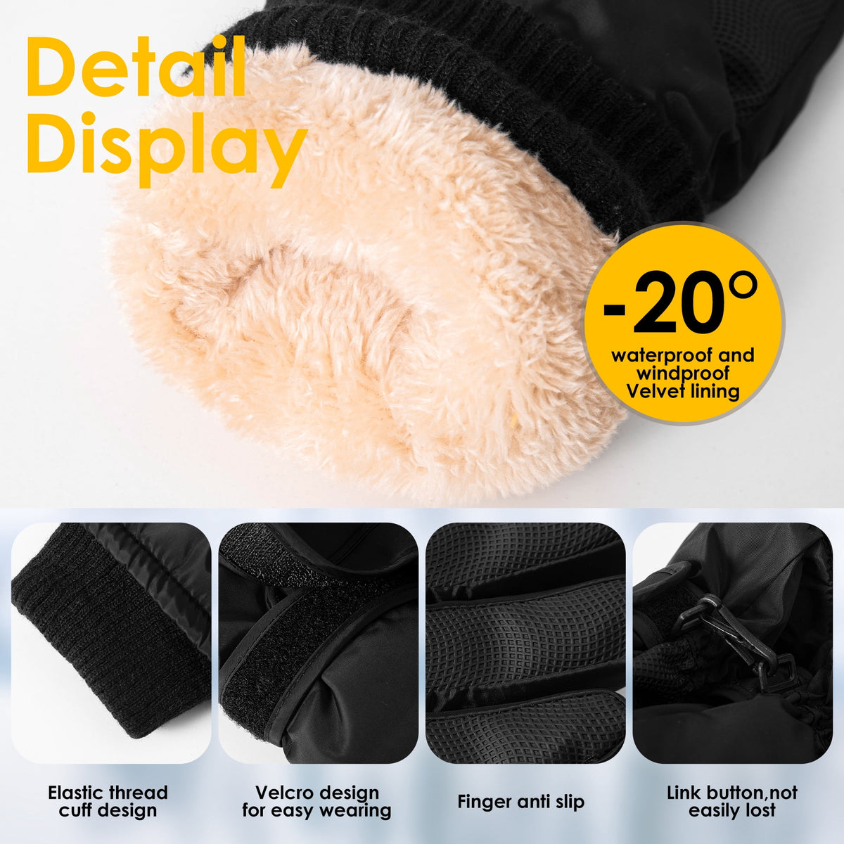 REDESS Winter Waterproof Gloves for Women Ski Snow Snowboard Touchscreen Black Touchscreen Gloves