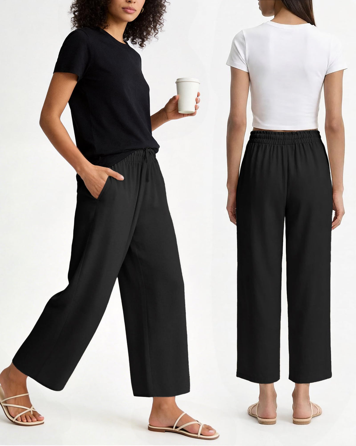 REDESS Capri Pants for Women Summer Capris Adjustable Drawstring with Pockets M-XXXL