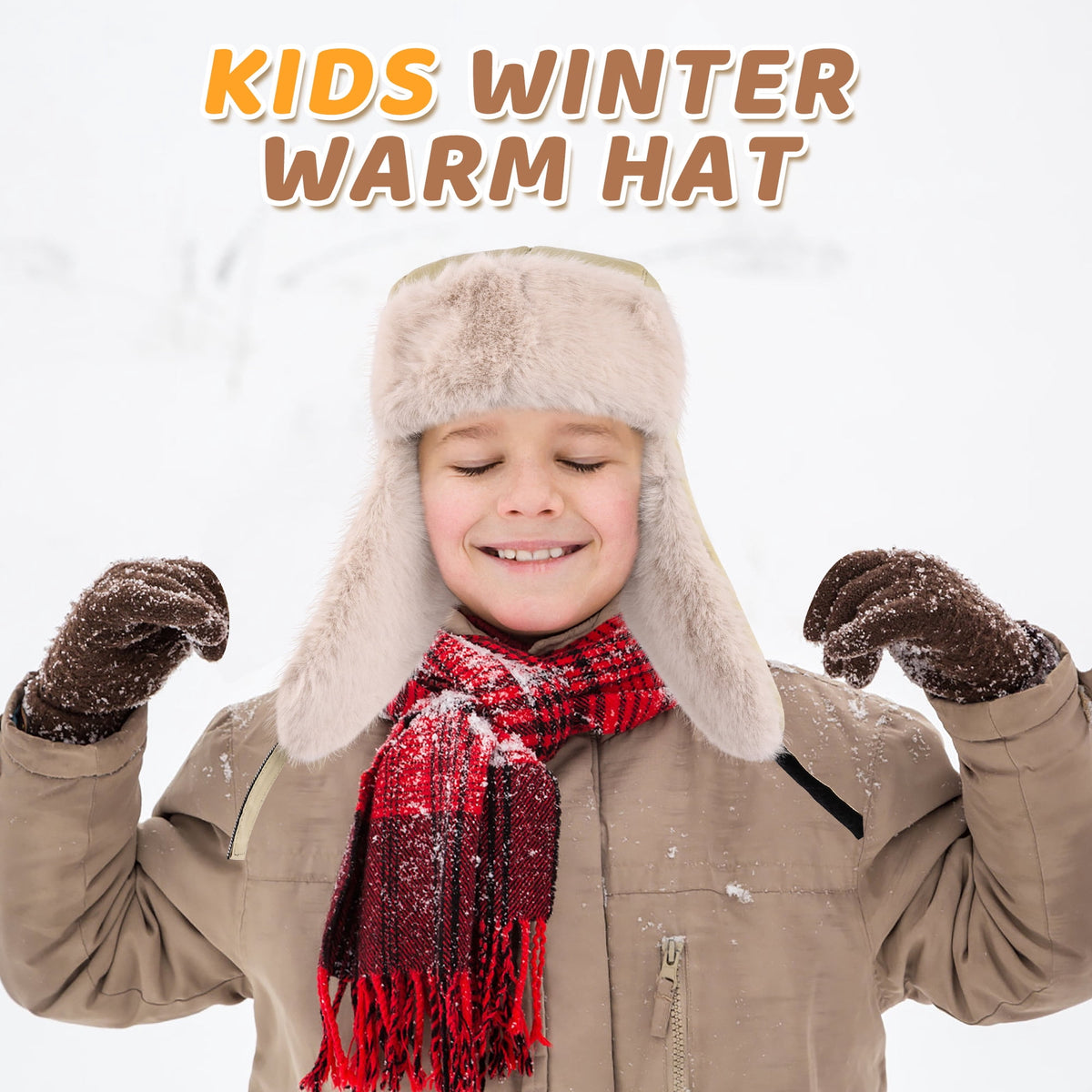 REDESS Winter Trapper Hat for Boys Girls£¬Earflap Cap Waterproof &Windproof Beanie Faux Fur Lined Kids Hat