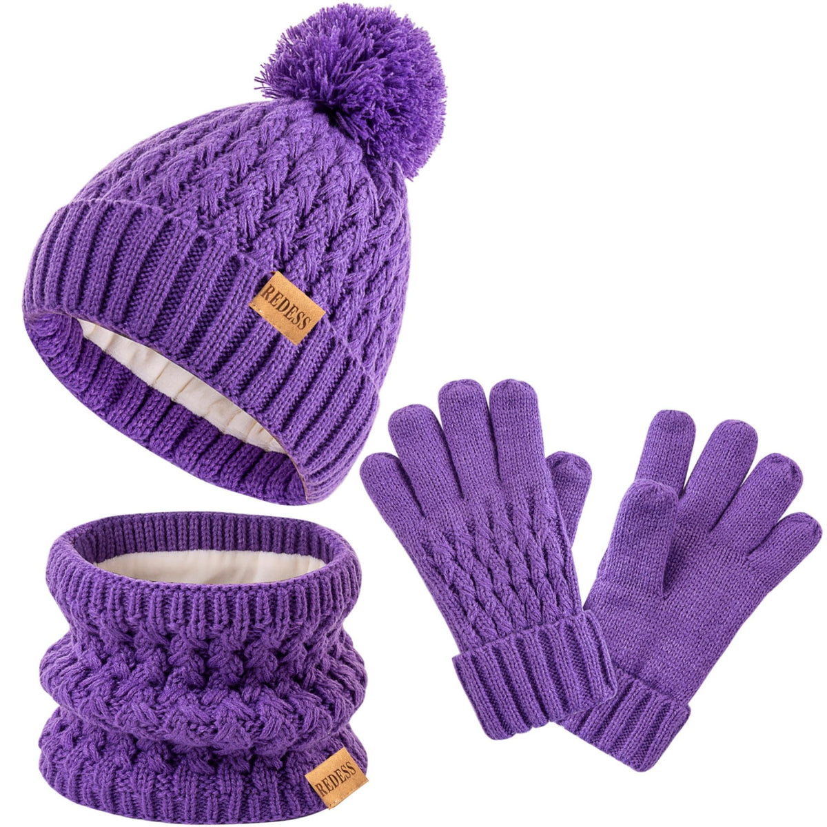 REDESS Unisex Kids Winter Beanie Hat, Gloves and Scarf Set, Acrylic, Multicolor, 3-9 Years