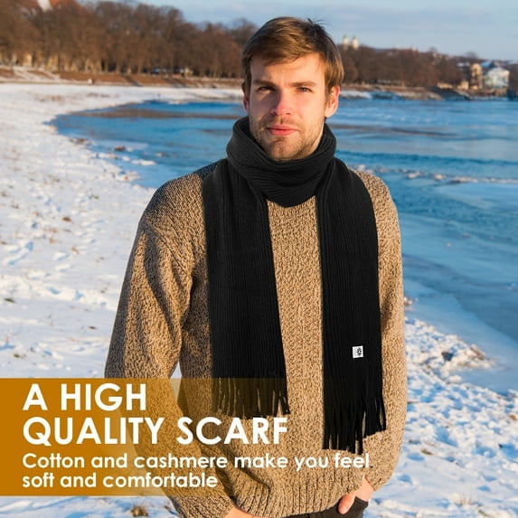 REDESS Winter Scarf for Men and Women Knit Long Thick Scarves for Adult Cold Weather Black