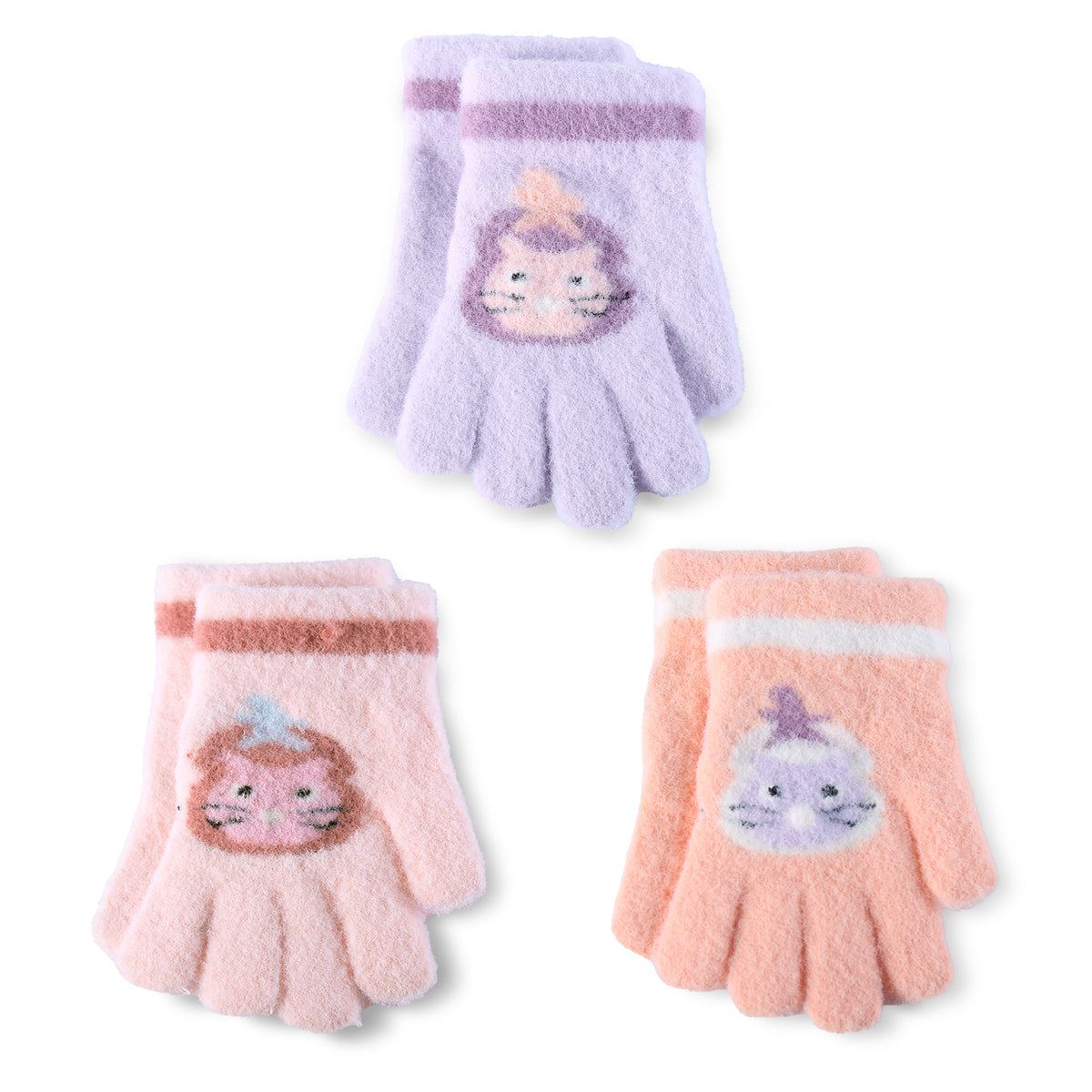 REDESS Gloves for Girls Winter Knitted Stretchy Snow Warm Gloves 3 Pack