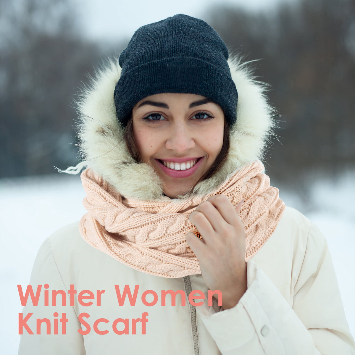 REDESS Winter Scarf for Women Knit Solid Color Pattern Infinity Circle Loop Scarves for Adult Unisex Cold Weather