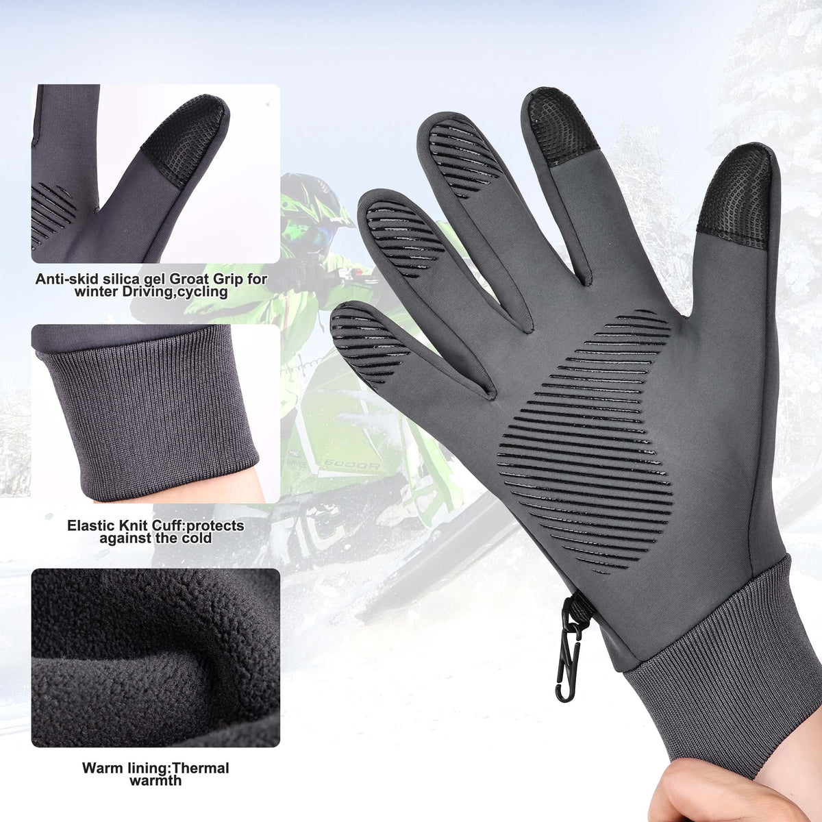 REDESS Winter Gloves for Men & Women, Touch Screen Warm Fleece Lined Gloves, Water?Resistant Windproof Non?Slip Daily Cold Weather Gloves