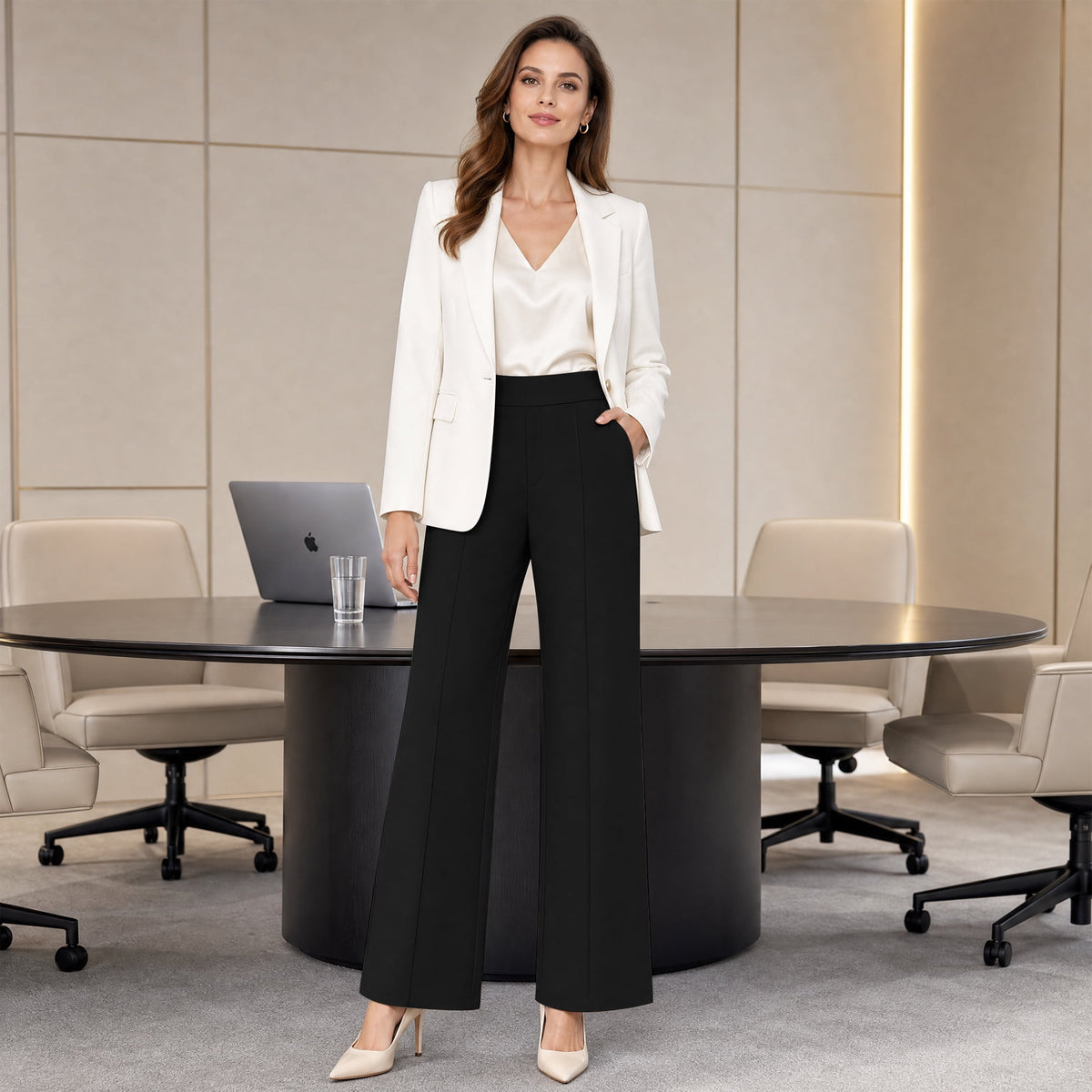REDESS Sweatpants for Women Wide Leg Casual High Waisted Baggy Sweatpants Worker Wear Pants with Pocket,Black XS-2XL