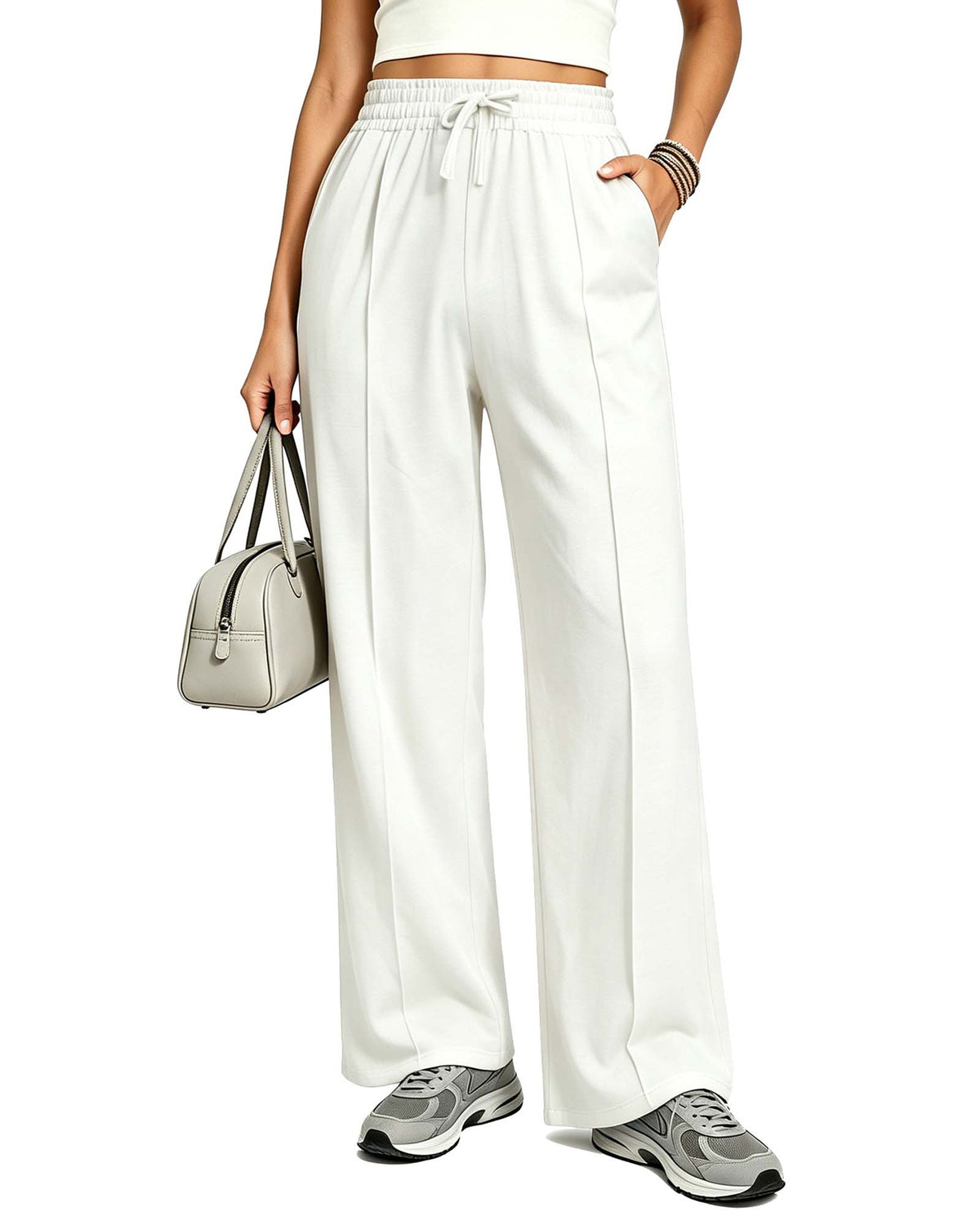 REDESS Sweatpants for Women Wide Leg Casual Baggy Black Sweatpants Drawstring Workout Pants with Pockets,S-XXL