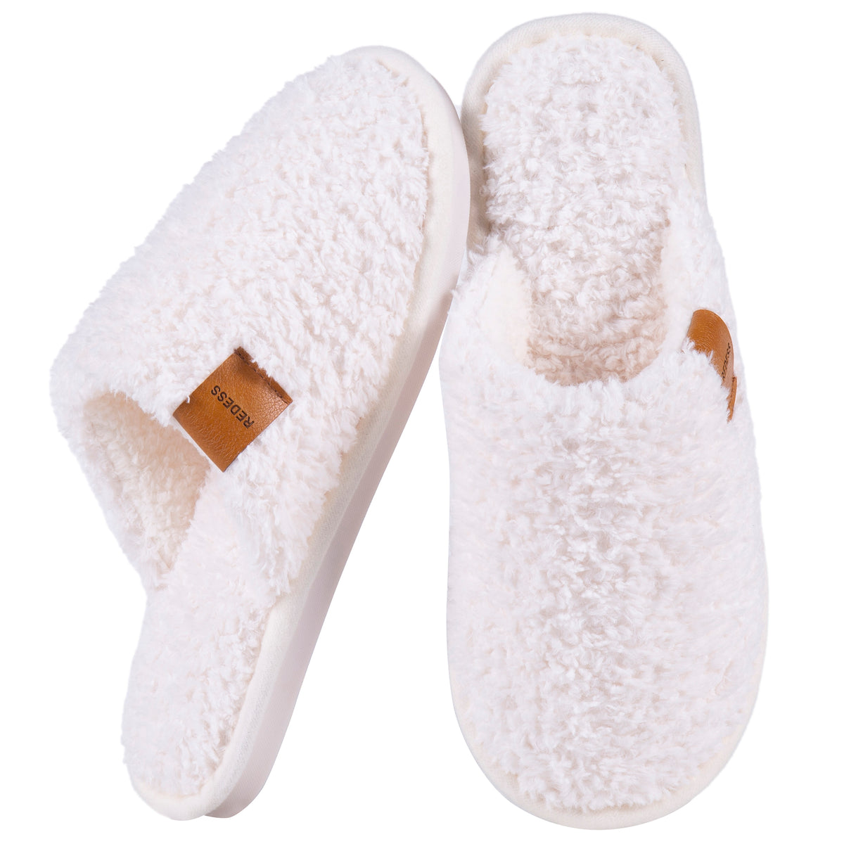 RREDESS Fuzzy Slippers for Women Closed Toe Womens Slippers Memory Foam House Slippers