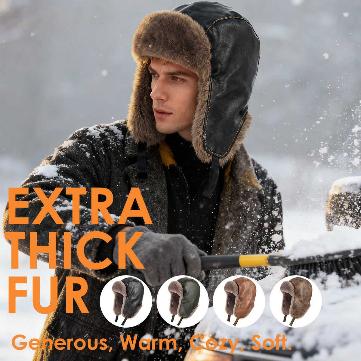 REDESS Men's Trapper Hat Winter Warm Waterproof Hat with Ear Flaps for Men and Women,Green