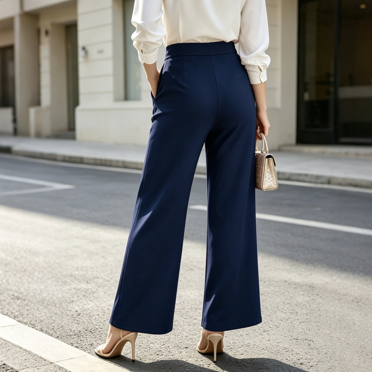 REDESS Dress Pants for Women Wide Leg Pant Business Casual Flowy Palazzo Pants with Pocket,XS-2XL