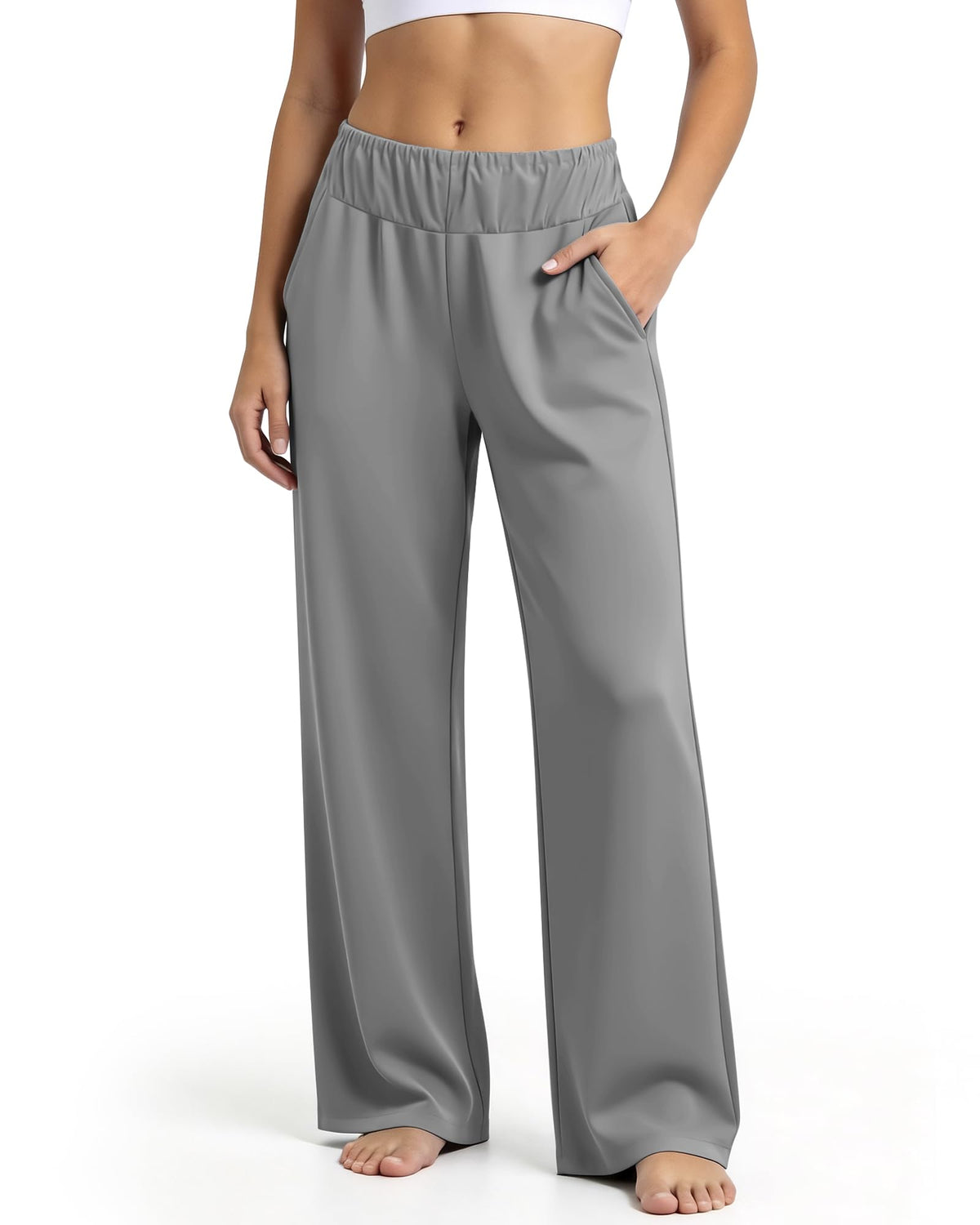REDESS Pants for Women Elastic High Waisted Wide Leg Lounge Pants,Size S-2XL