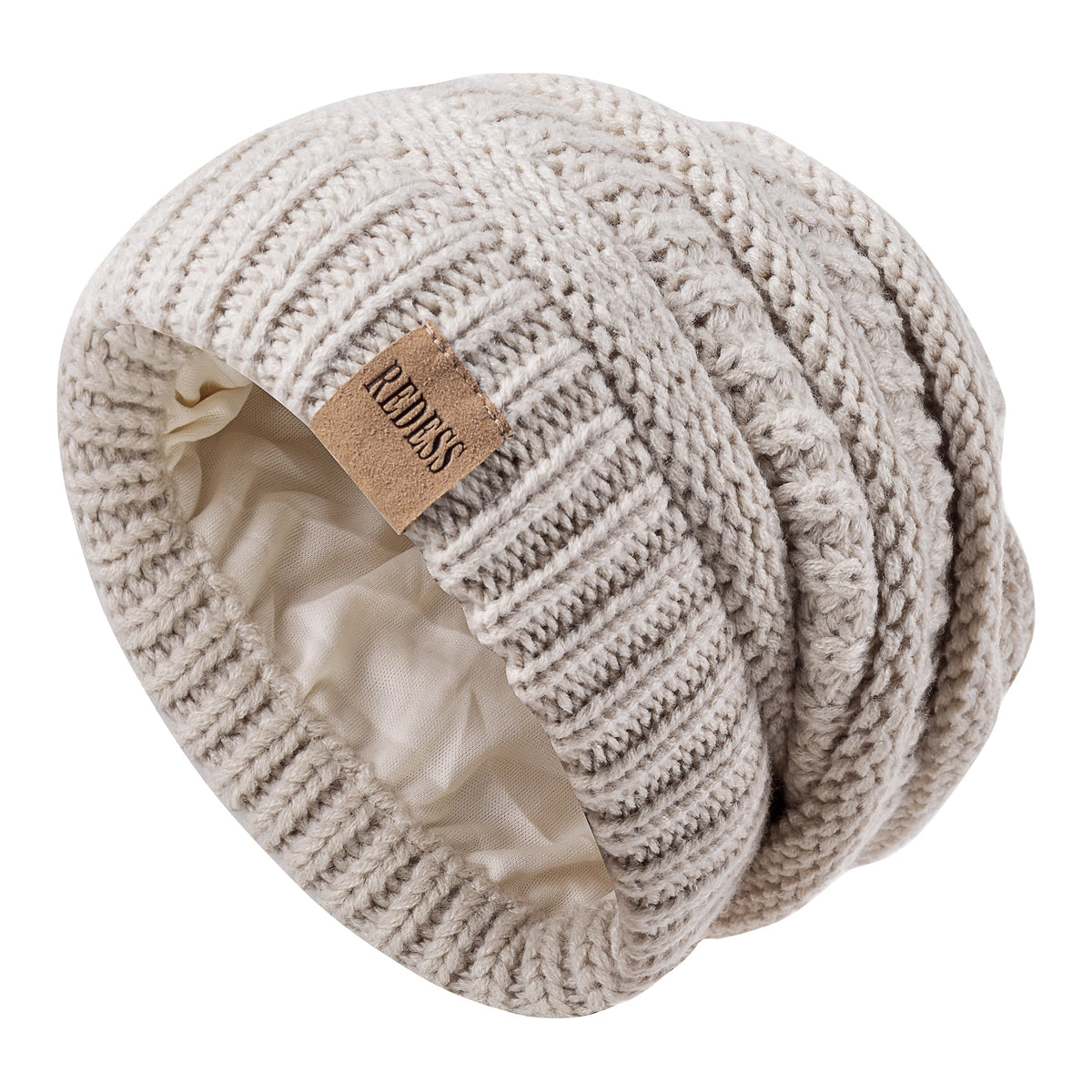 REDESS Slouchy Oat Beanie Hat for Women Winter Warm Knit Cap