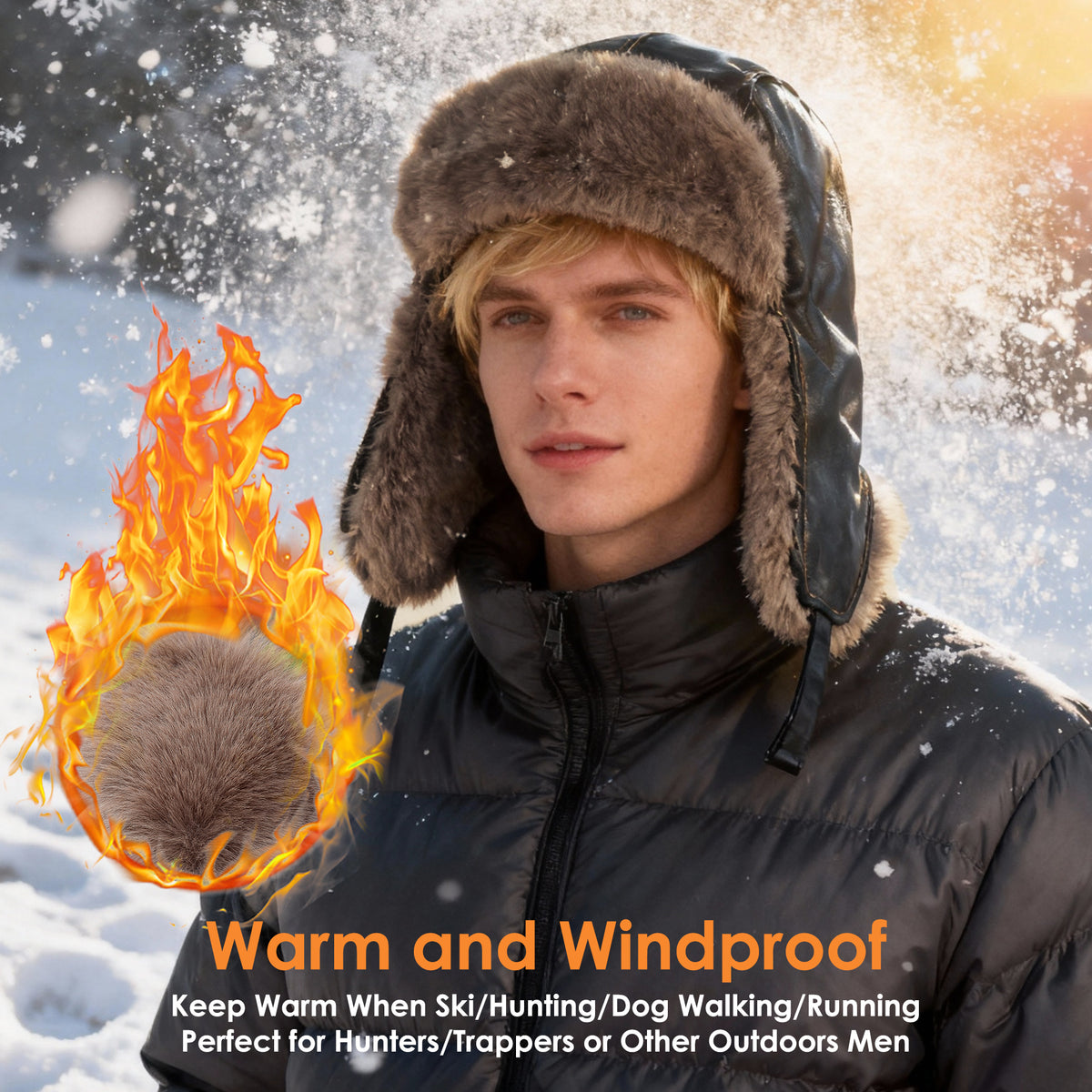 REDESS Men's Trapper Hat Winter Warm Waterproof Hat with Ear Flaps for Men and Women,Green