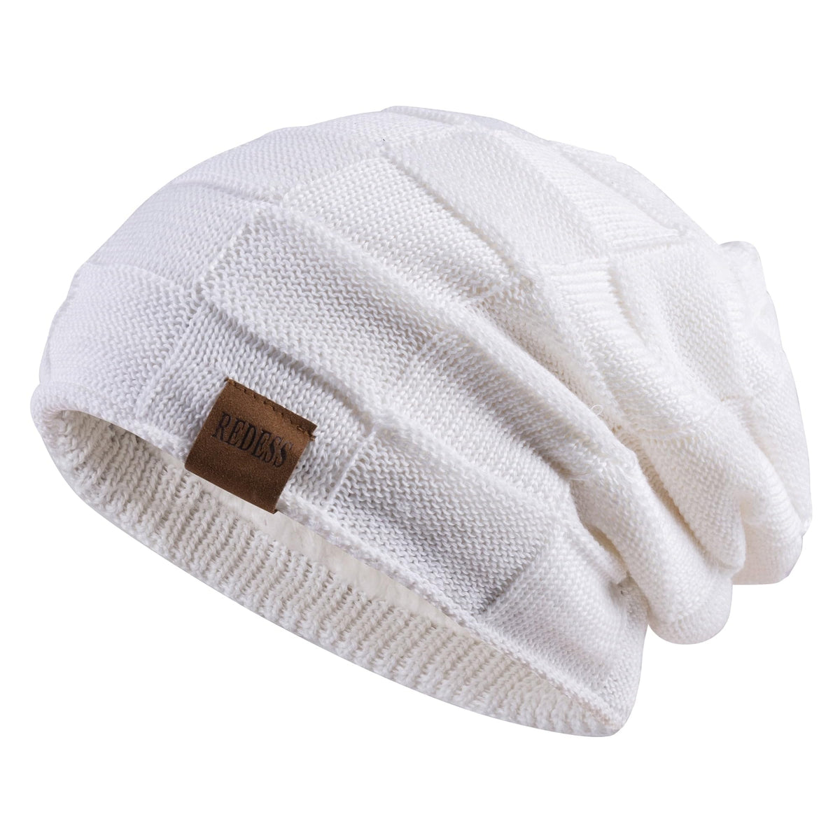 REDESS Beanie Hat for Men and Women Winter Warm Hats Knit Slouchy Thick Skull Cap with Face Cover-Black