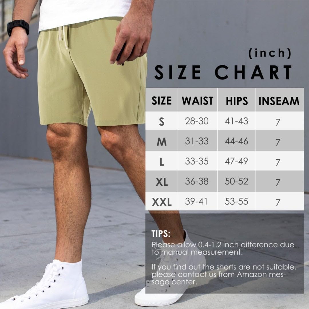 REDESS Mens Shorts Casual with Pockets ,Drawstring Elastic Waistband Shorts for Men,Dark Grey