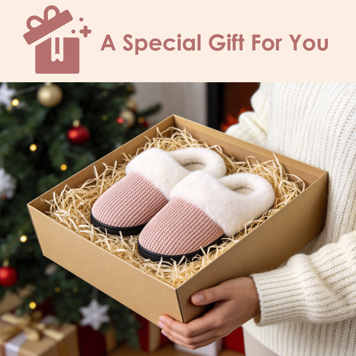 REDESS Fuzzy Slippers for Women Closed Toe Womens Faux Fur Memory Foam Cozy Plush House Slippers