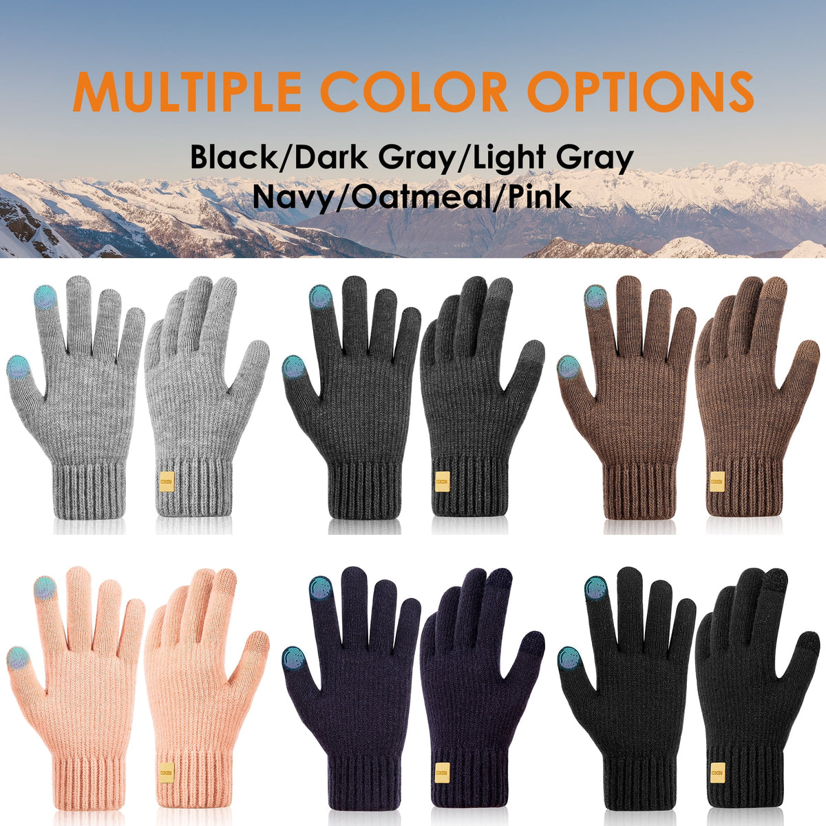 REDESS Winter Gloves for Men and Women Touch Screen Knit Warm Black Gloves for Cold Weather